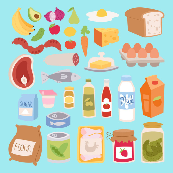 Everyday food icons patchwork vector. - Vector, Imagen
