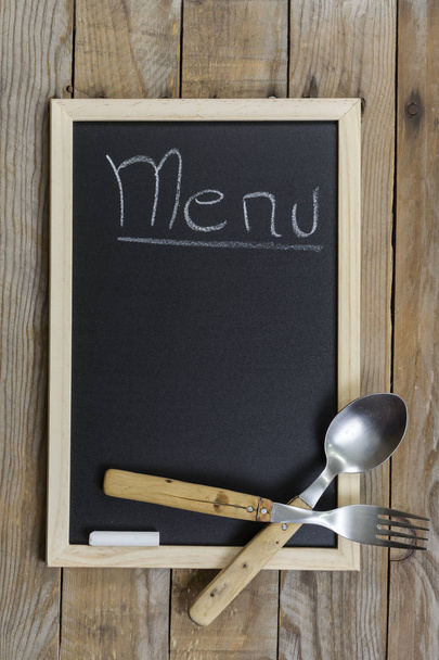 Black chalkboard with wooden frame. - Photo, Image