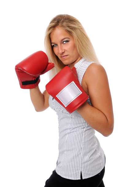 Businesswoman With training Gloves - Foto, afbeelding