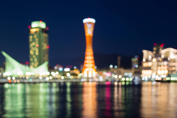 Абстрактная размытость, светлый ночной вид, портовая башня Кобе
 - Фото, изображение