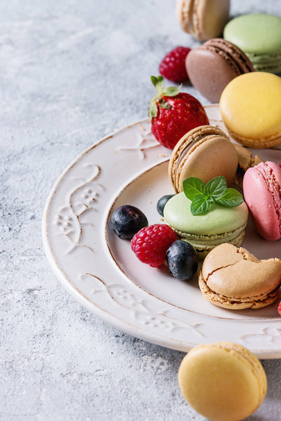 Variety of french dessert macaroons - 写真・画像