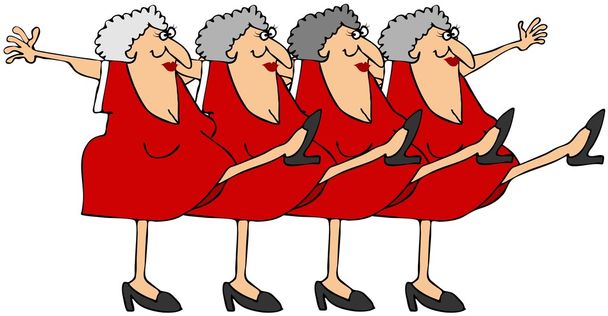 stará žena chorus line - Fotografie, Obrázek