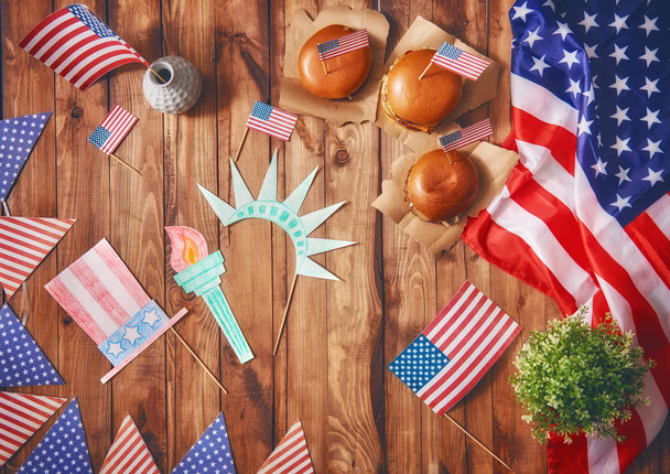 American flag on the table - 写真・画像