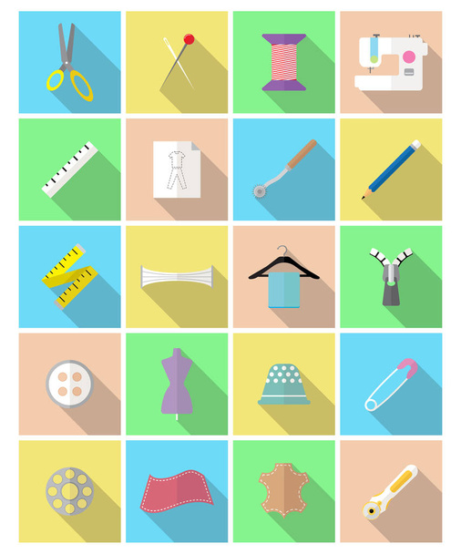 Easy-To-Use 20 Flat Sewing Icons - Vector, Image