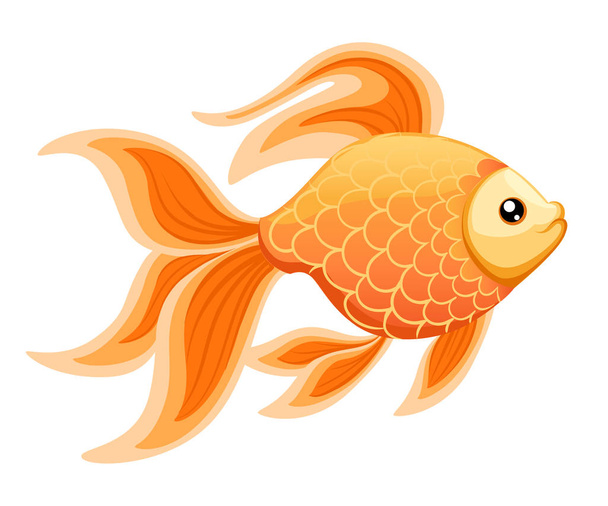 Векторні ілюстрації ізольовані на тлі ілюстрації силует золотої риби акваріумних риб. Барвистий мультяшний плоский акваріумний значок риби для вашого дизайну
. - Вектор, зображення