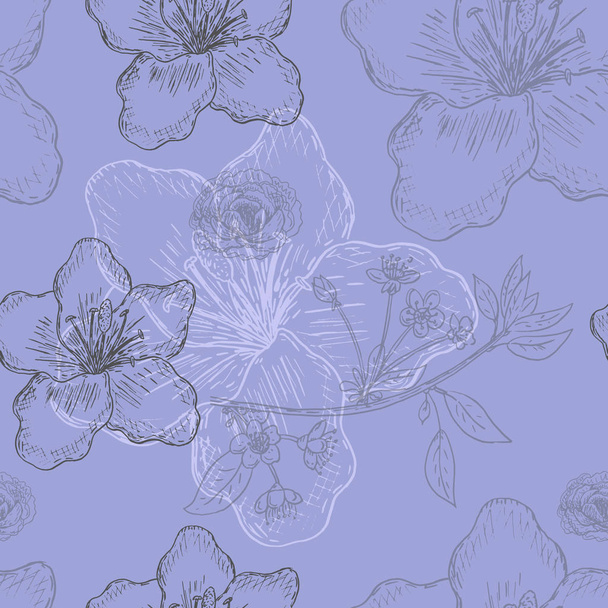 Patrón sin costuras con lindas flores vintage. fondo de vector
 - Vector, Imagen