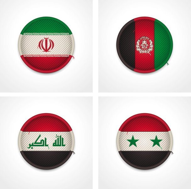Flags of countries as fabric badges - Vetor, Imagem