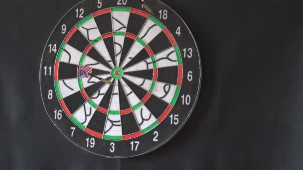 six Dart Arrows Hitting In Dartboard - Footage, Video