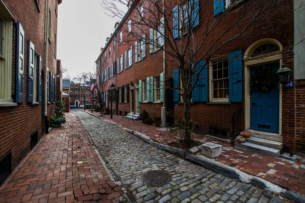 Historische bakstenen gebouwen in Society Hill in Philadelphia, Pennsy - Foto, afbeelding