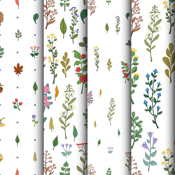Set of floral seamless patterns. Vector illustration - Vector, imagen