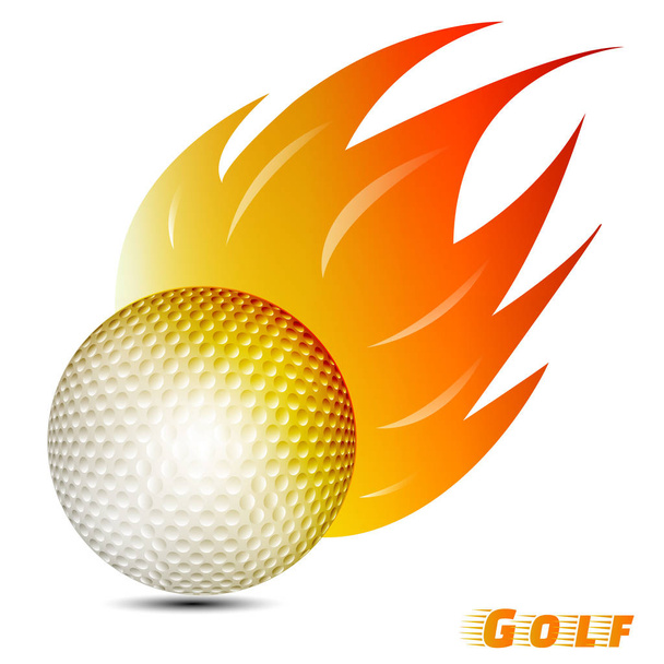 мячик для гольфа с красно-оранжевым желтым тоном огня на белом фоне. клюшка для гольфа. вектор. иллюстрация
.  - Вектор,изображение