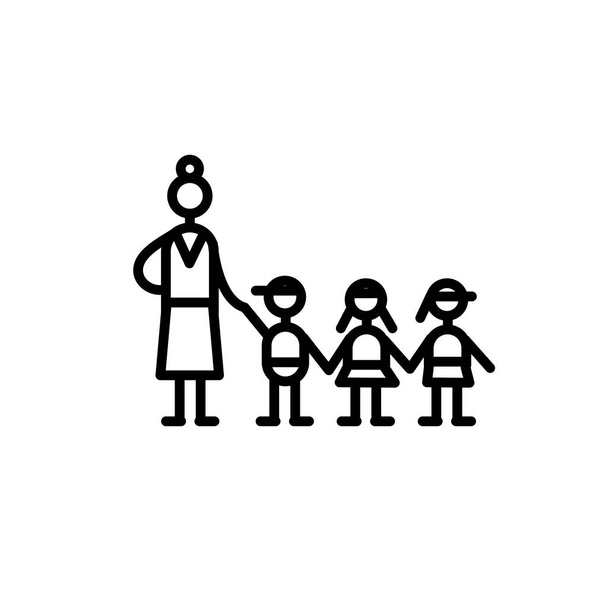 educador de grupo y tres niños símbolo jardín de infantes
 - Vector, imagen