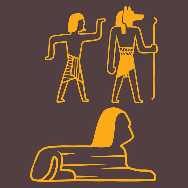 Ägypten Reise Geschichte Symbole handgezeichnet Design traditionelle Hieroglyphen Vektor Illustration Stil. - Vektor, Bild