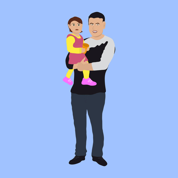 Dad with a small child. - Vector, Image