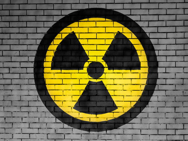 Símbolo de radiación nuclear pintado
 - Foto, Imagen