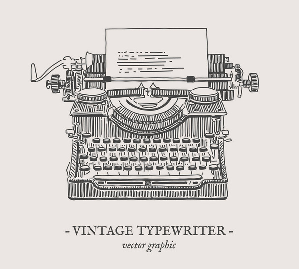 Retro typewriter vector vintage illustration - Vector, Image