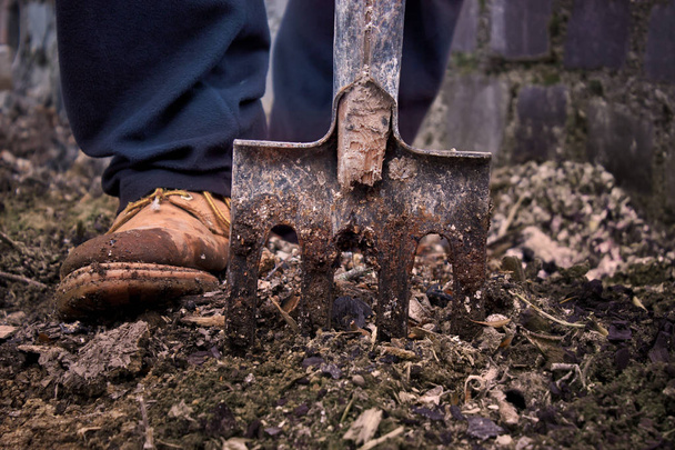 Hombre trabajando con excavadora
 - Foto, Imagen