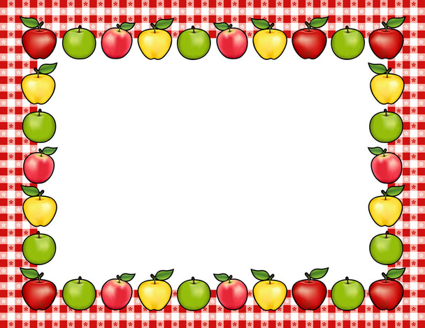 Apple Frame, Red Gingham Check Border - Vector, Image