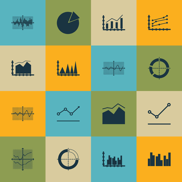 Set Of Graphs, Diagrams And Statistics Icons. Premium Quality Symbol Collection. Icons Can Be Used For Web, App And UI Design. - Vector, Image
