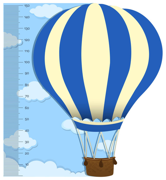 Hoogte meten schalen op papier met ballon - Vector, afbeelding