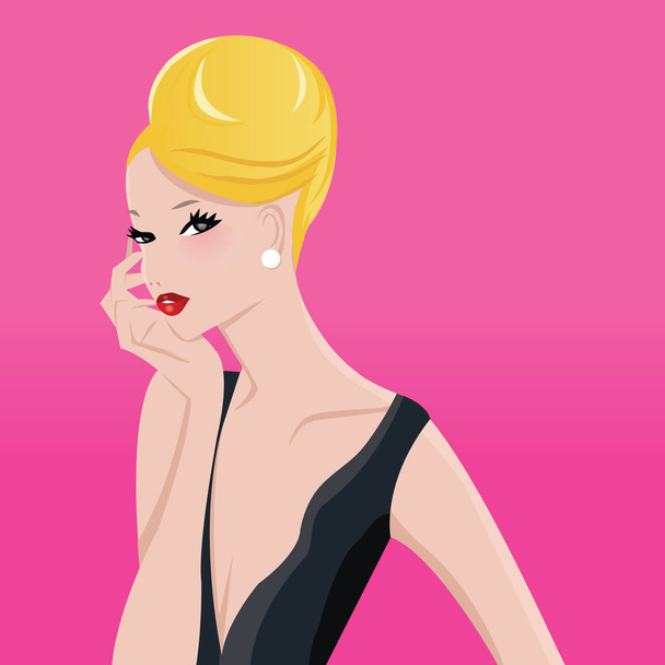 гламурна леді з блондинка Updo Fashion ілюстрація
 - Вектор, зображення
