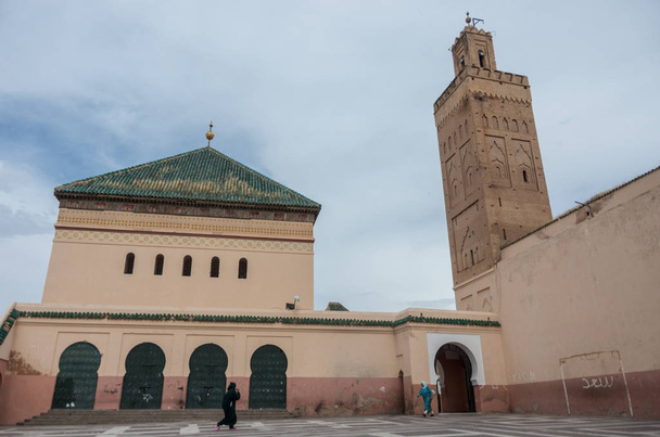 Courtyard of mosque Zaouia de Sidi Bel Abbes in Marrakech medina, Morocco - Photo, Image