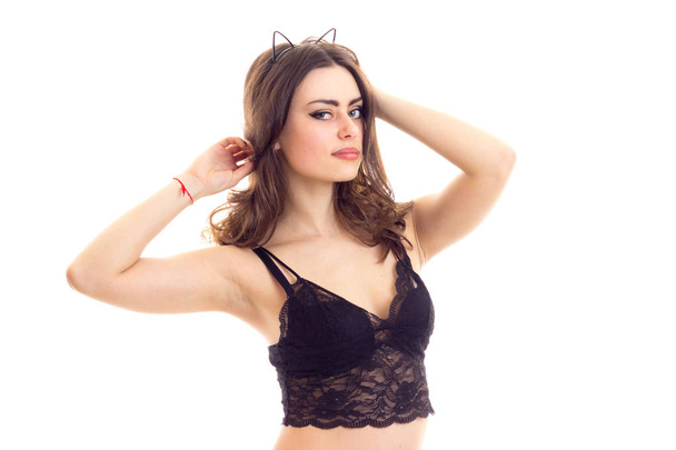 Young woman in black lingerie - Foto, immagini
