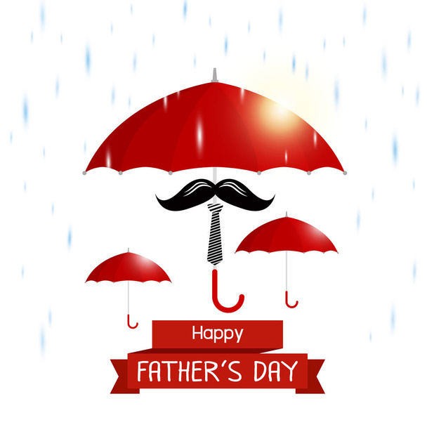Vector feliz padre día concepto de paraguas rojo con bigote y corbata
 - Vector, Imagen