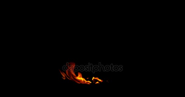 ring van vlam bal vuur op zwarte achtergrond, gevaarlijke vlam  - Video