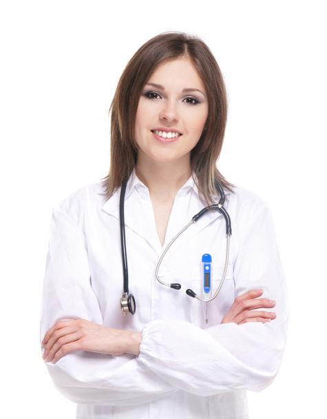 Young attractive doctor isolated over white background - Φωτογραφία, εικόνα