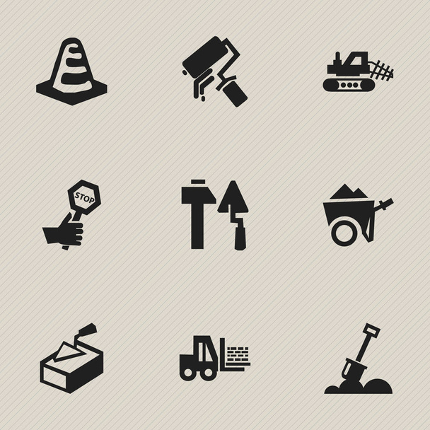 Conjunto de 9 iconos de estructura editables. Incluye símbolos tales como carro de mano, remo, exfoliante. Puede ser utilizado para el diseño de la tela, móvil, interfaz de usuario e infografía
. - Vector, imagen