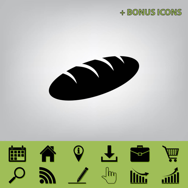 Signo de pan. Vector. Icono negro en fondo gris con iconos de bonificación en apio
 - Vector, imagen