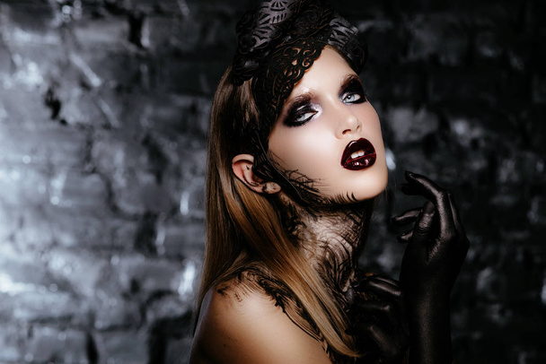 dark queen of Halloween - Фото, изображение