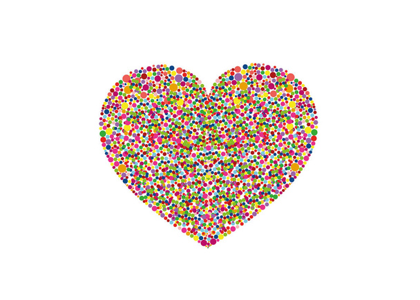 Multicolored rainbow confetti in the shape of a heart. Vector.  - Vektör, Görsel