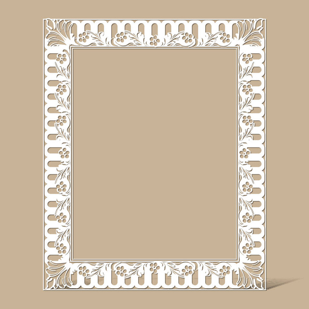 marco vintage tallado de papel foto con sombra
 - Vector, Imagen