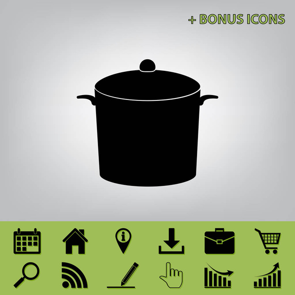 Pan-Zeichen. Vektor. schwarzes Symbol auf grauem Hintergrund mit Bonussymbolen bei Sellerie - Vektor, Bild