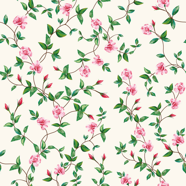 Seamless vector pattern flower rose branch wallpaper - Vector, imagen