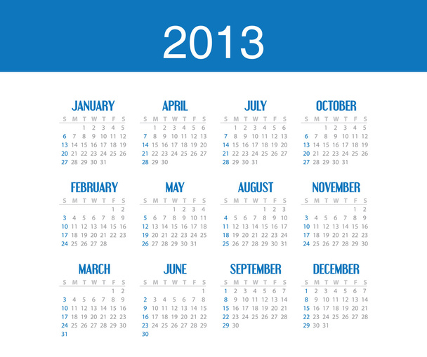 Simple calendar design for 2013 - Διάνυσμα, εικόνα