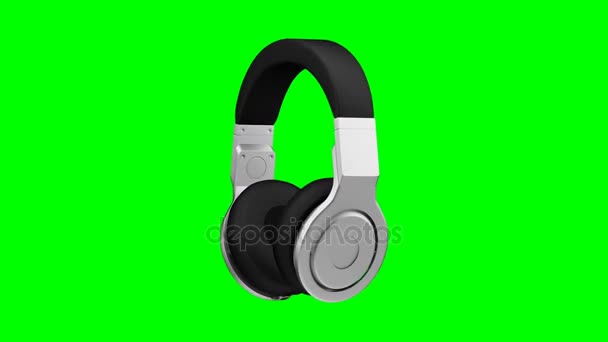 чорні шкіряні навушники ізольовані на зеленому фоні 3d ілюстрація рендерингу
 - Кадри, відео