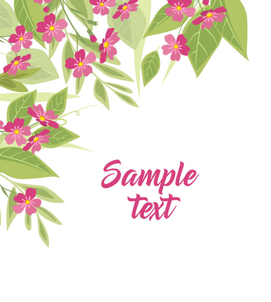 Background of pink flowers and leaves - Vector, imagen