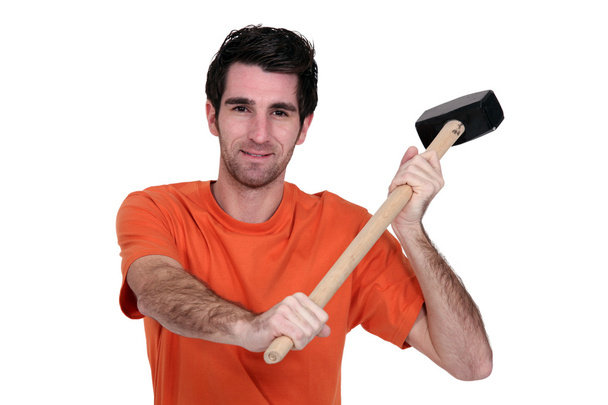 Man holding a mallet - Photo, Image