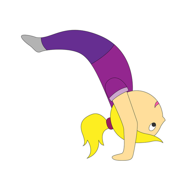 Una ragazza dei cartoni animati in diverse posture yoga è semplice e arioso, un
 - Vettoriali, immagini