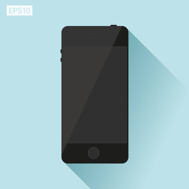 Black smartphone in flat style, phone icon on color background, vector design object  - Vektör, Görsel