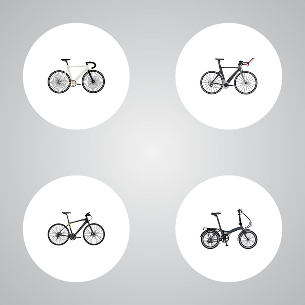 Realistické silniční rychlosti, skládací Sport cyklu, soutěžní kolo a další prvky vektoru. Sada Sport realistické symbolů také zahrnuje, Triathlon, Bike, školení objekty. - Vektor, obrázek