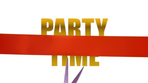 Party Time concept with cutting ribbon - Footage, Video
