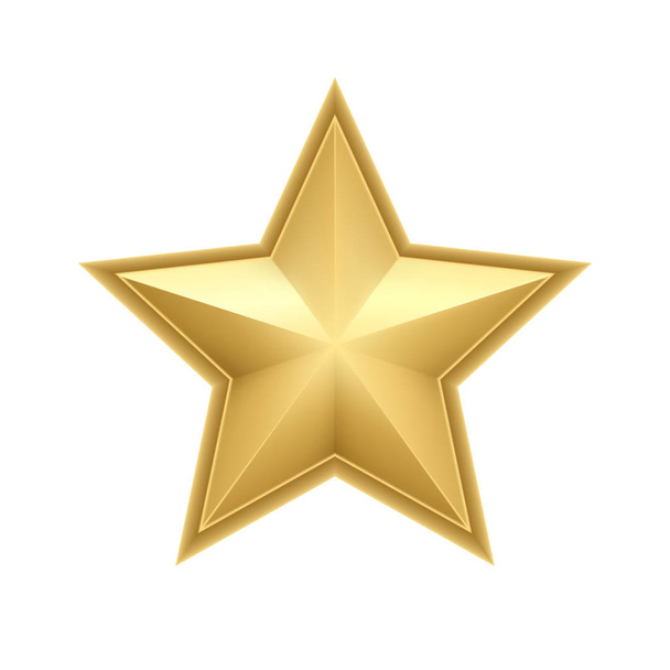 Realistic metallic golden star isolated on white background. Vector illustration - Vektor, kép