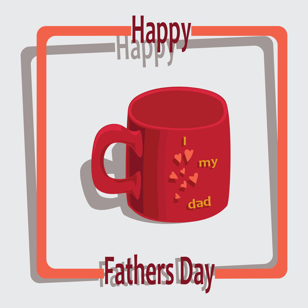 Красная чашка с червями и надписью Я люблю своего отца
.  - Вектор,изображение