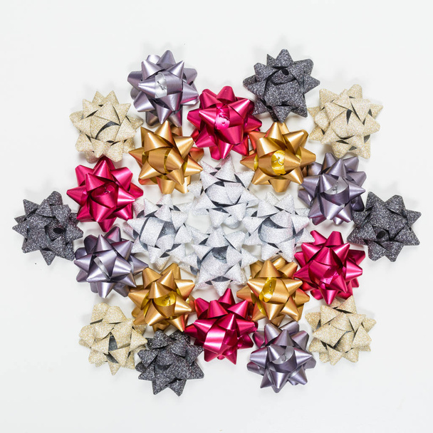 Colored bows on white background - Photo, Image