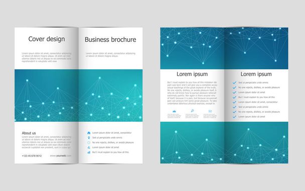 Modello di brochure aziendale bifold con sfondo a struttura molecolare, illustrazione vettoriale
 - Vettoriali, immagini