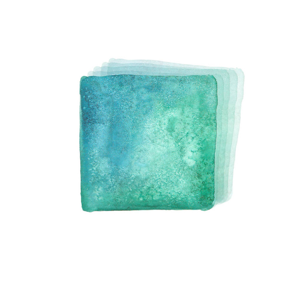 Watercolor background with colorful blue and turquoise squares. - Photo, image